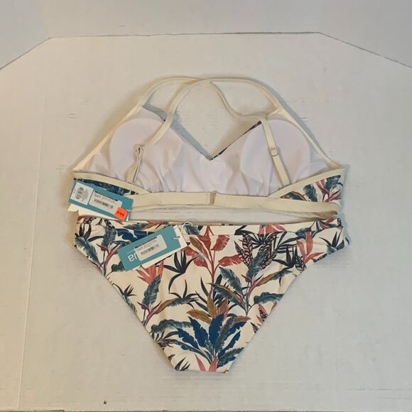 Aqua 2 Piece Floral Womens XL Bikini Quintsoul Multi Cream Sun Surf Sand Beach - Picture 2 of 12